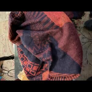 Cozy Warm Chunky Ethnic Patterned Wrap Shawl with fringe
